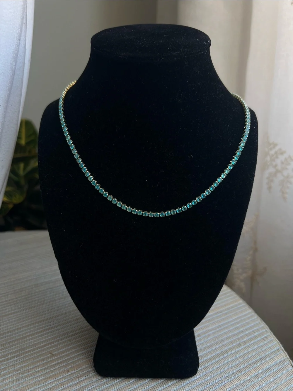 Aquamarine Cz Tennis Necklace